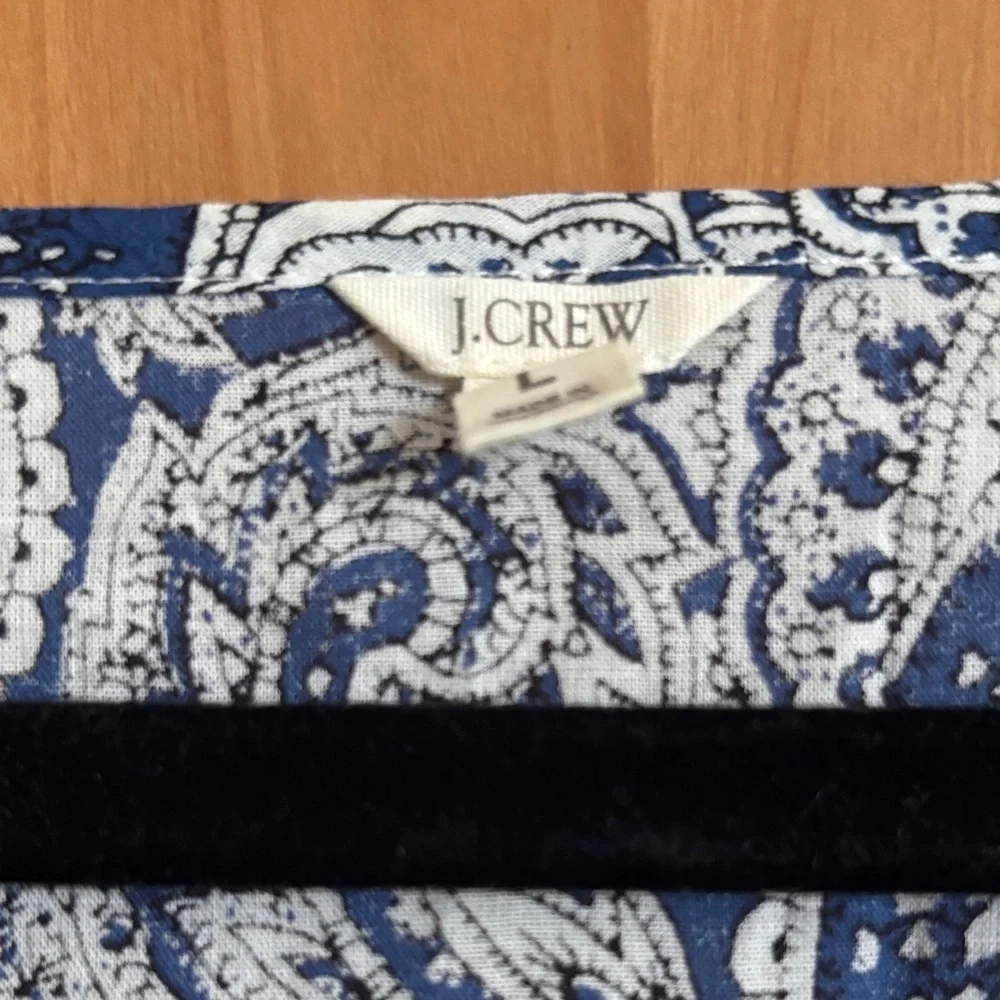 J. Crew Navy and White Paisley Dress